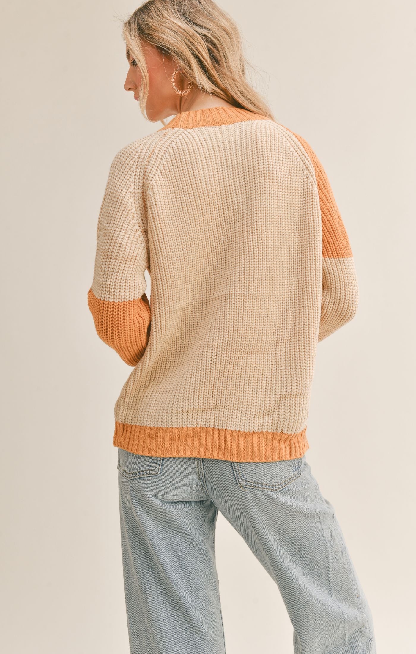 Joni Color Block Sweater - Mustard/Cream