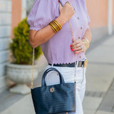 Maren Mini Tote Woven Navy