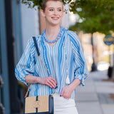 Cecilia Circle Logo Handbag Natural Navy