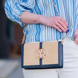 Cecilia Circle Logo Handbag Natural Navy