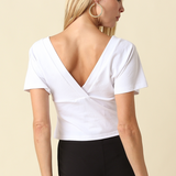 Harper Surplice V-Neck Cropped Top - White