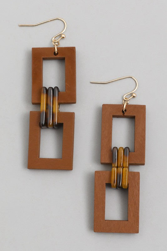 The Squared Off Wood Earrings