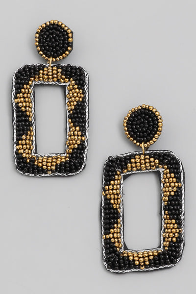 Beaded Rectangular Drop Earrings