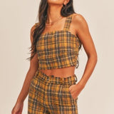 Kara Plaid Bustier Top