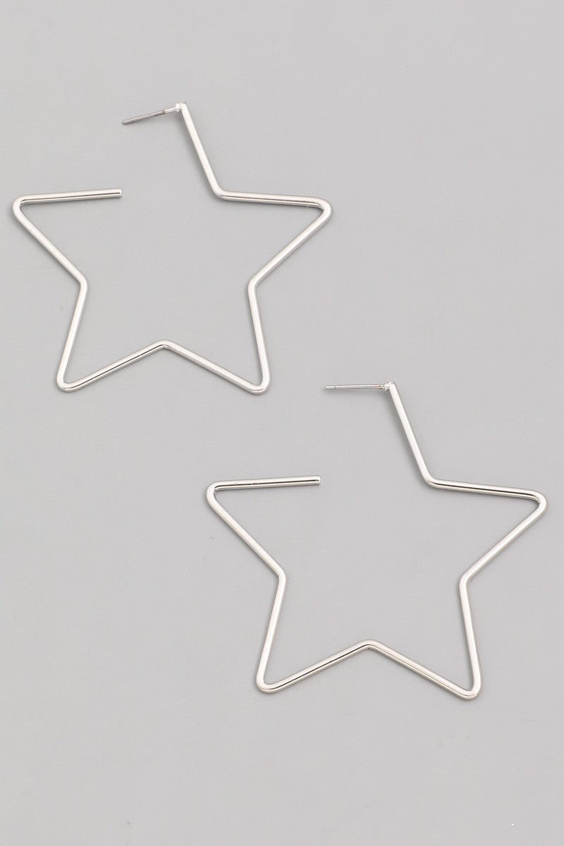 Star Wire Hoop Earrings