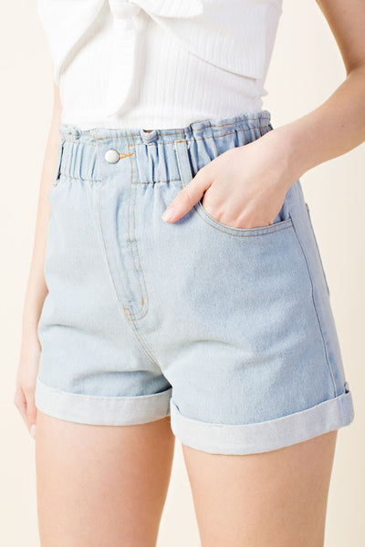 Worth A Shot Light Washed Denim Shorts