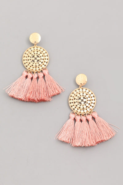 Circle Tassel Drop Earrings