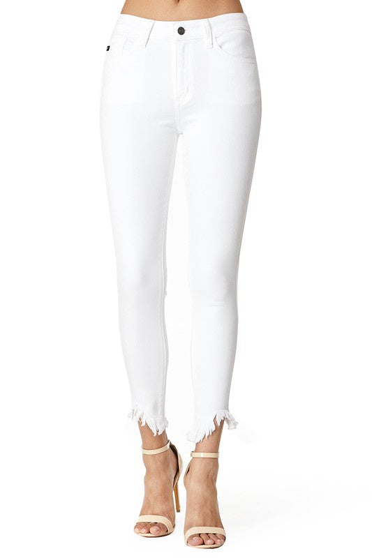Wait a Moment White Fringe Jeans