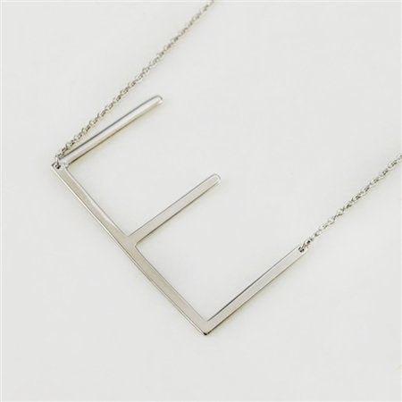CAI Silver Medium Sideways Initial Necklace