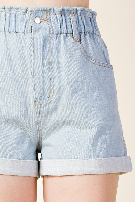 Worth A Shot Light Washed Denim Shorts