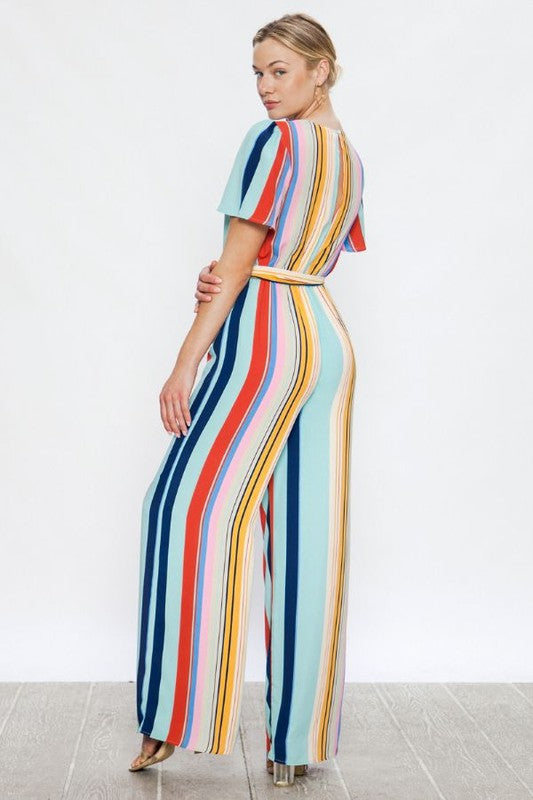 Multicolored Stripe Print Jumpsuit