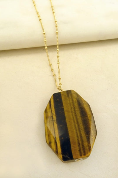 Large Faceted Natural Stone Necklace