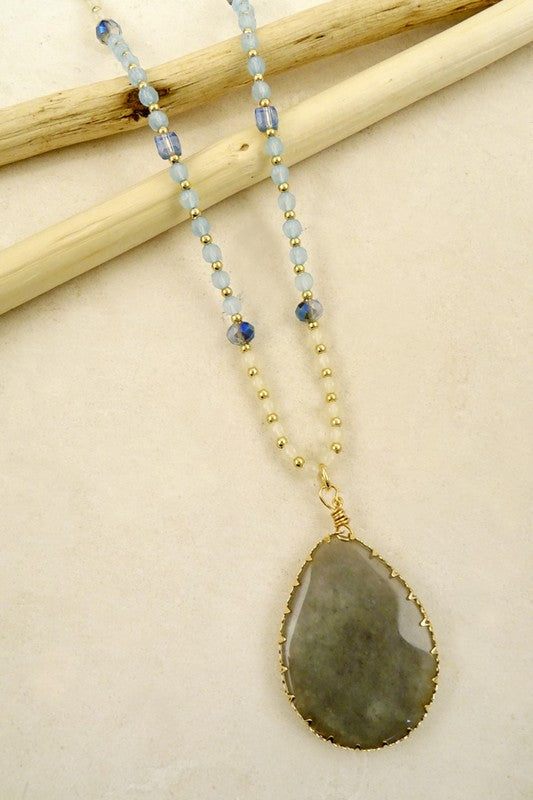 Tear Drop Natural Stone Necklace