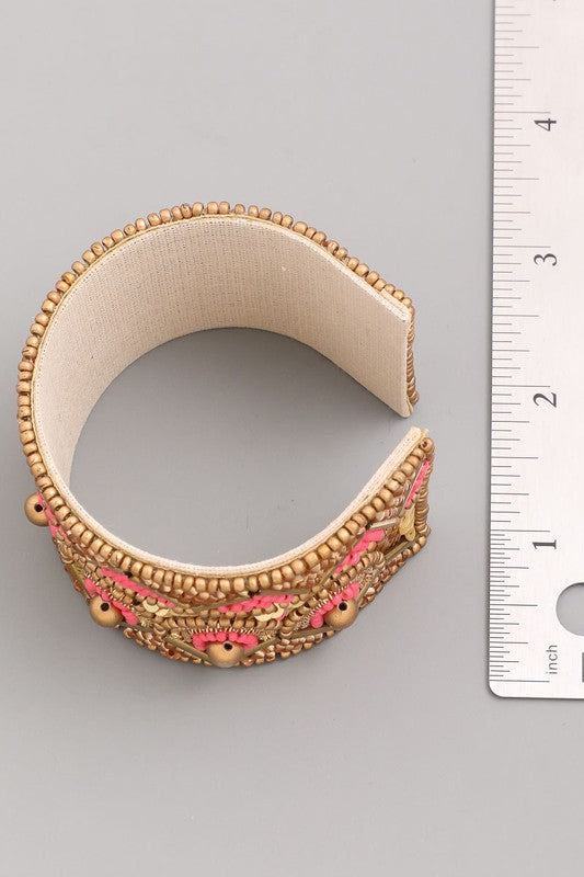 Beaded Wide Cuff Bracelet