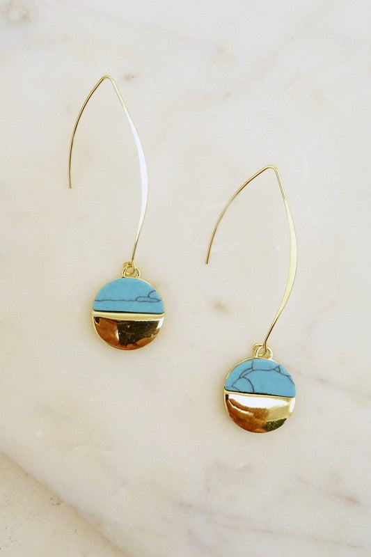 Linear Stone Disc Earring