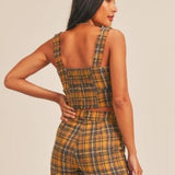 Kara Plaid Bustier Top