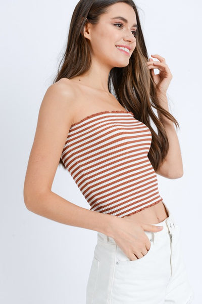 Ribbed Striped Tube Top