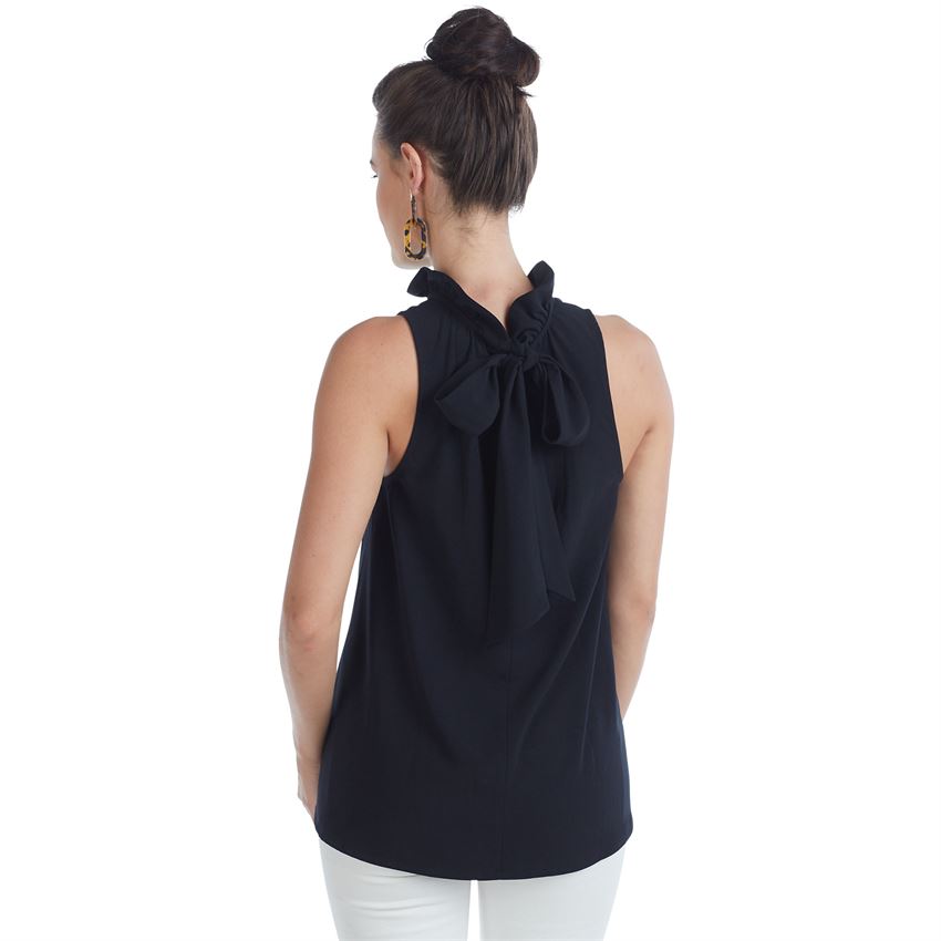 Eloise Ruffle Neck Top Black