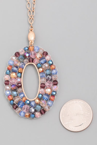 Oval Beaded Pendant Necklace