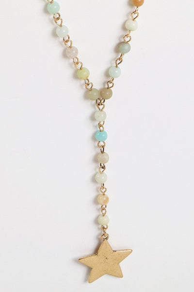 Beaded Y Shape Star Necklace