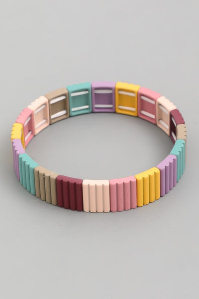 Multi Color Block Stretch Bracelet - Multiple Colors