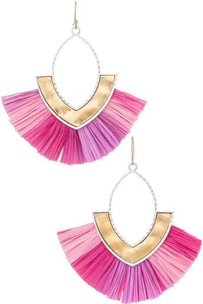 Oval Drop Earrings with Multi Tone Earring
