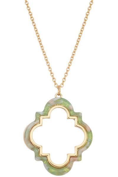 Marbled Acrylic Pendant Necklace