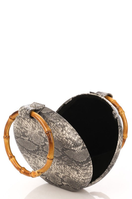 Snakeskin Print Round Bag