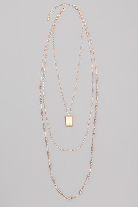 Delicate Layered Square Necklace - Multiple Colors