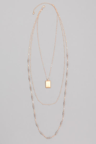 Delicate Layered Square Necklace - Multiple Colors