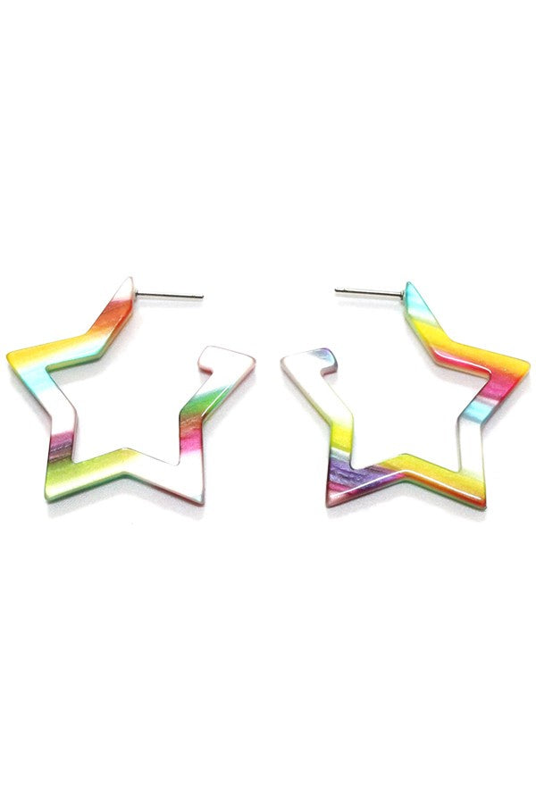 Star Outline Acrylic Hoop Earrings