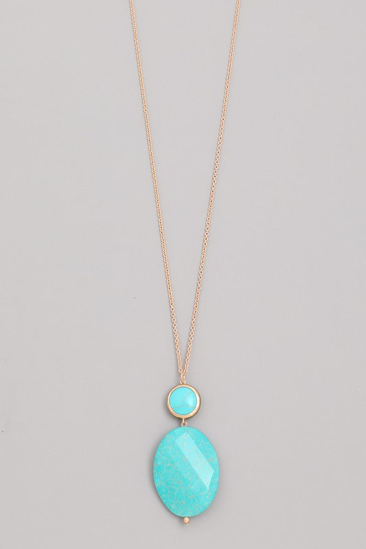 Oval Stone Pendant Necklace
