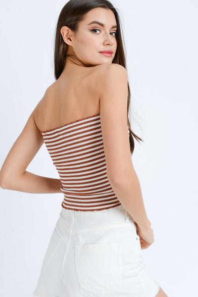 Ribbed Striped Tube Top