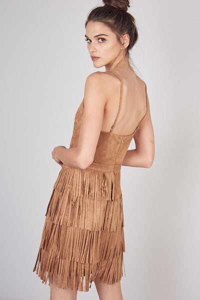 Sway With You Fringe Suede Dress