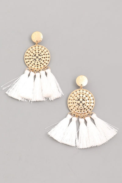 Circle Tassel Drop Earrings