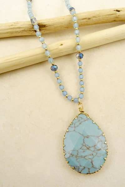 Tear Drop Natural Stone Necklace