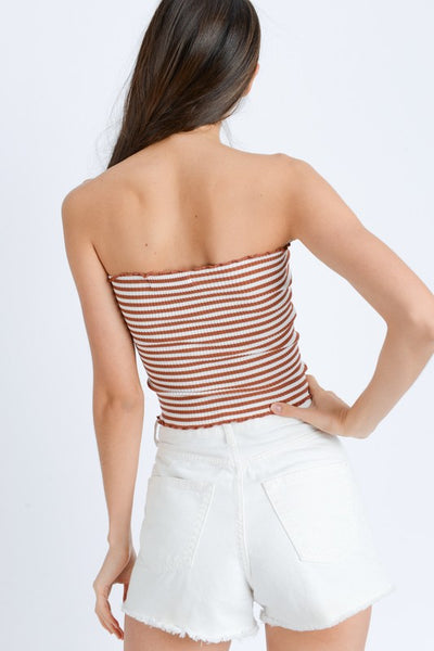 Ribbed Striped Tube Top