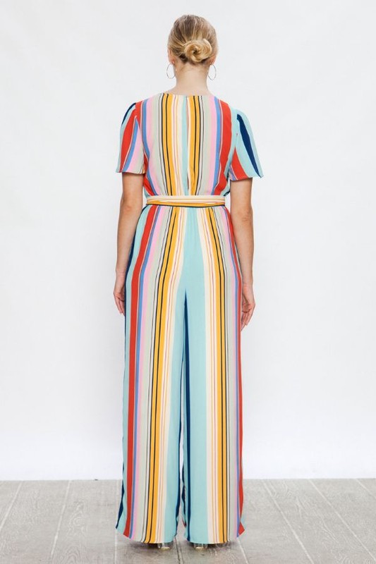 Multicolored Stripe Print Jumpsuit