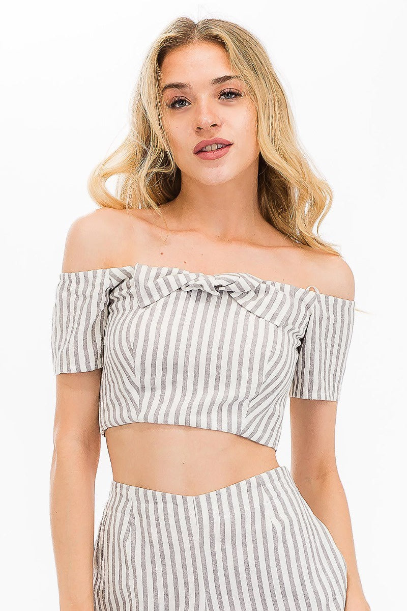 Allies Striped Off Shoulder Top