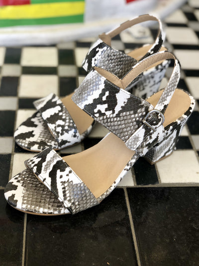 Spot On Snakeskin Block Heel