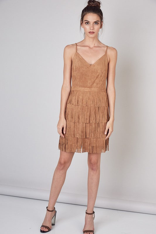 Sway With You Fringe Suede Dress