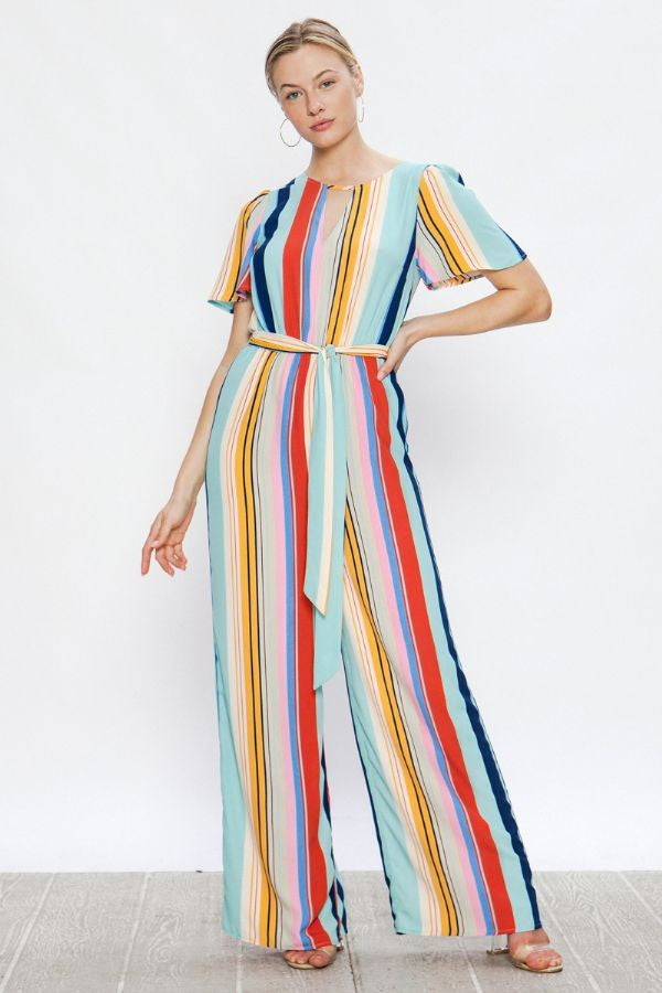 Multicolored Stripe Print Jumpsuit