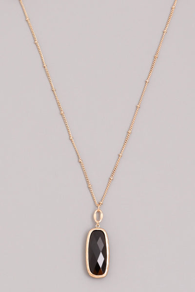 Semi Precious Oval Stone Pendant Necklace