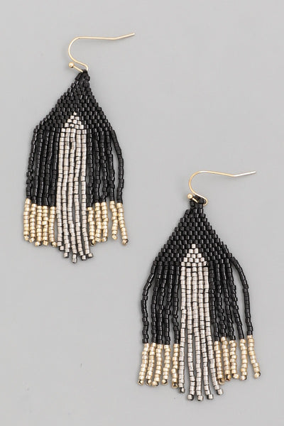 The Different Beaded Triangle Fringe Earrings - Multiple Colors