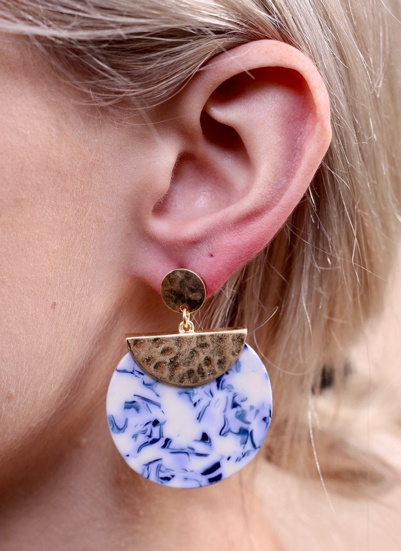 Worn Gold and Multi Colored Resin Earring
