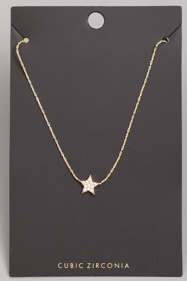 CZ Mini Star Stud Pendant Necklace