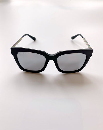 Bella Matte Black Grey Mirror Sunglasses