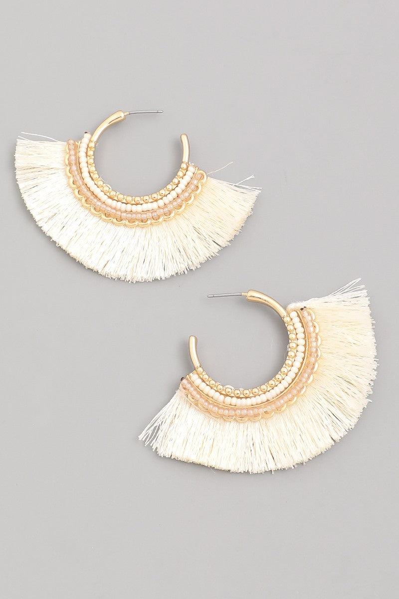 Tassel Fan C Hoop Earrings