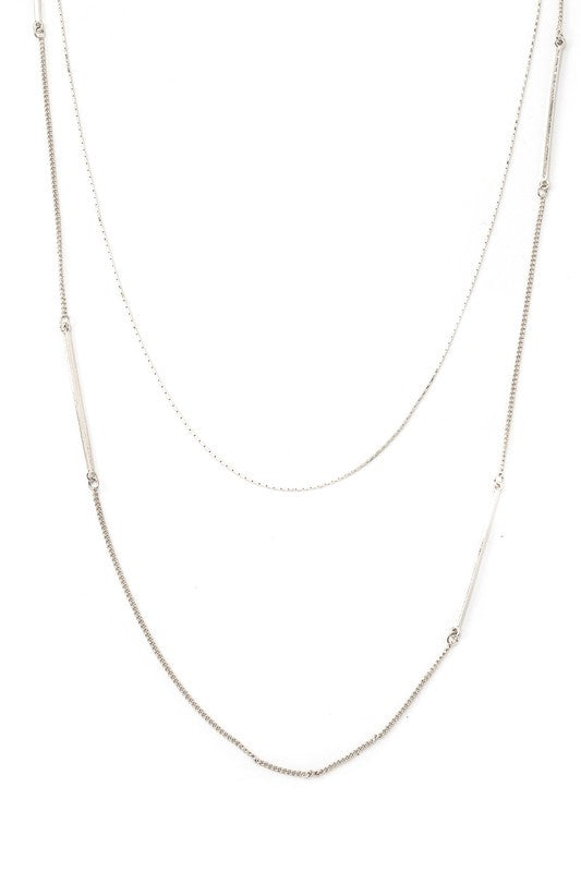 Dainty Layered Chain Necklace in Silver