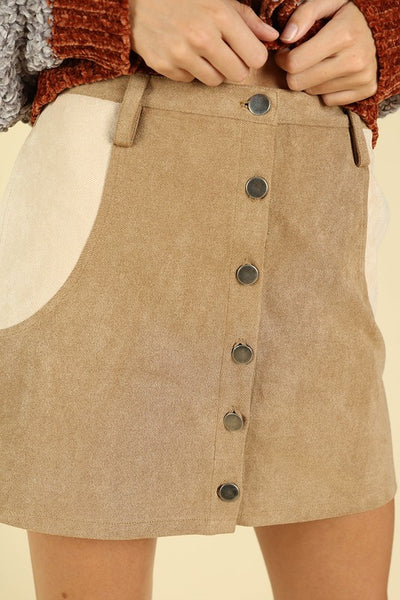 Colorblock Button Down Skirt